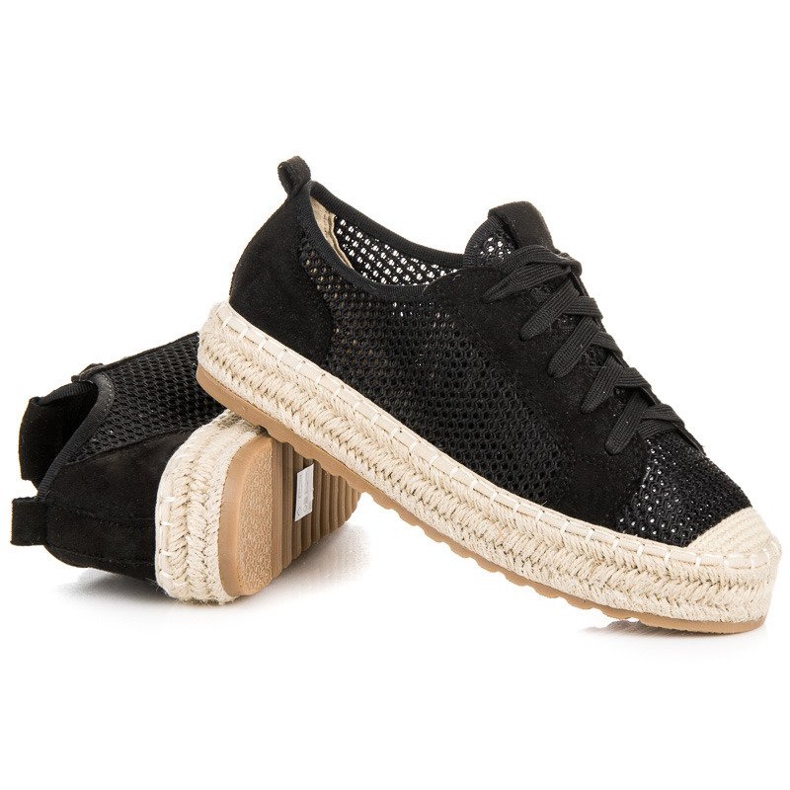 Seastar Espadrile ajurate pe legare negru 1