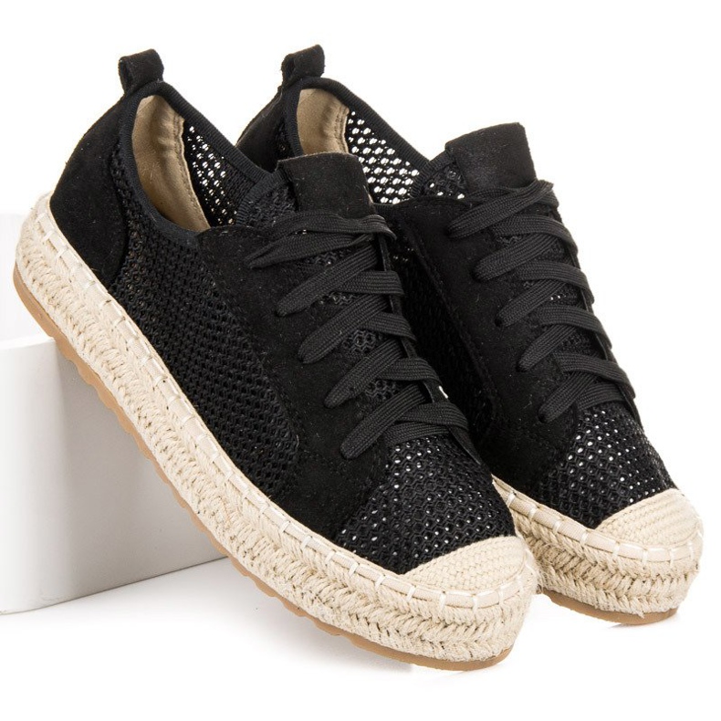 Seastar Espadrile ajurate pe legare negru 2