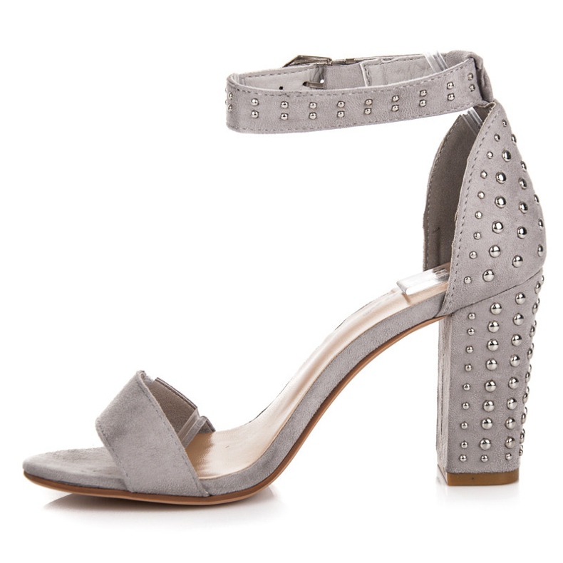 Seastar Sandale de piele intoarsa pe un post gri 1