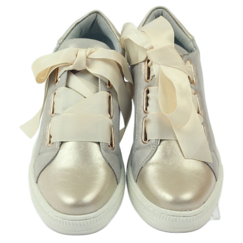 Încălțăminte din piele cu creepers Filippo gri de aur 4