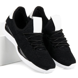 Pantofi sport negri cu slip-on negru 2