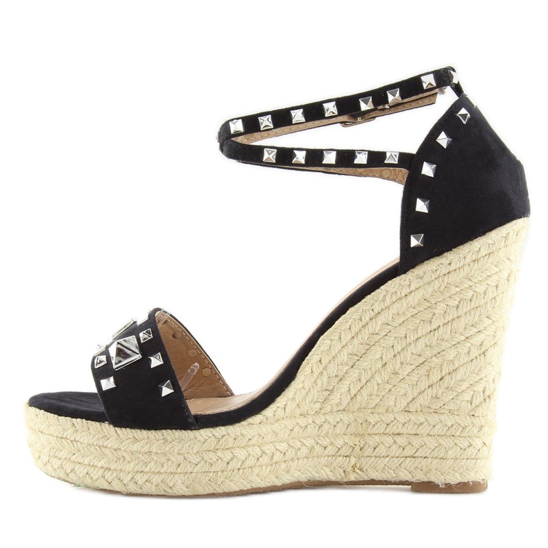 Espadrile negre negre pe pane negru 2