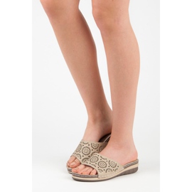 Hasby Papuci ajurati pentru dama maro 2