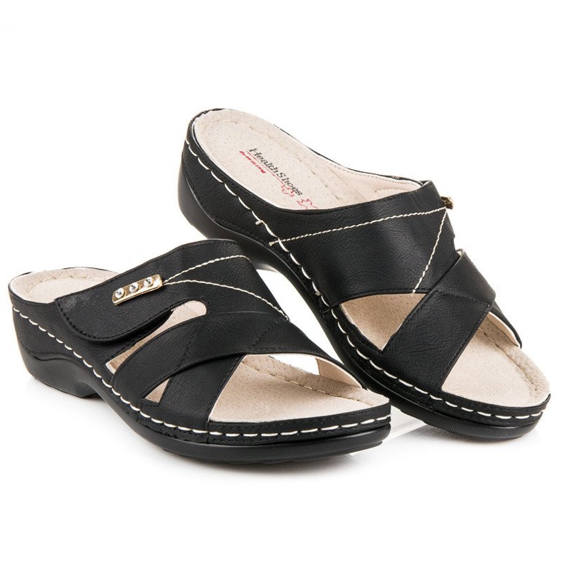 Hasby Papuci confortabili de vara negru 2