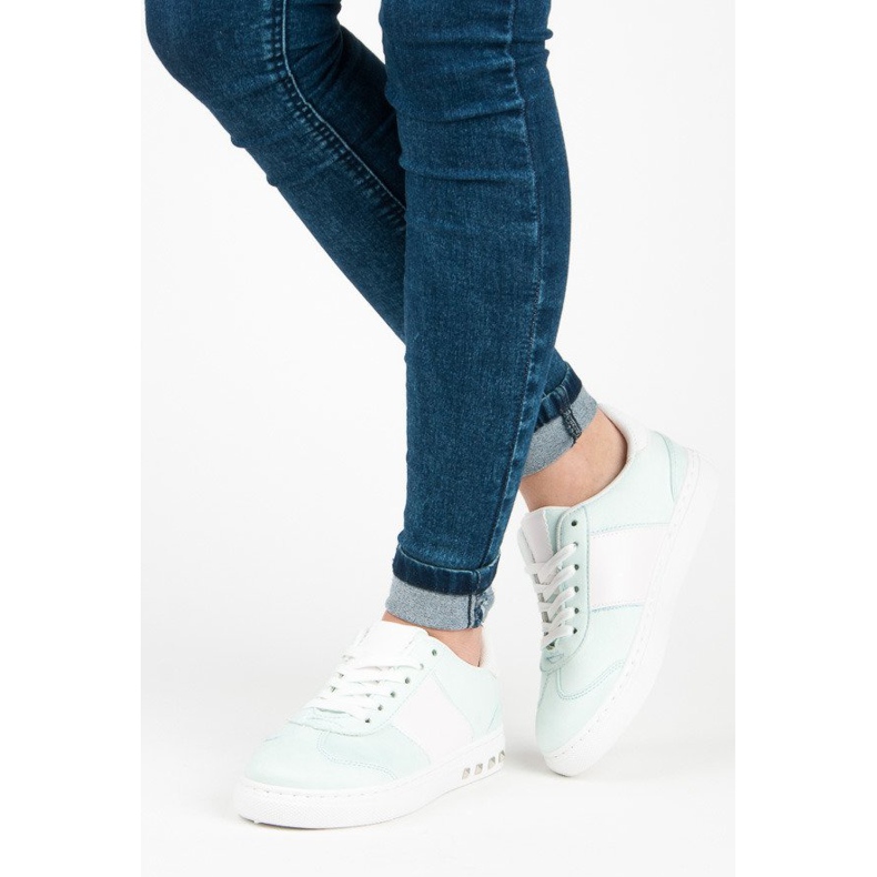 Sport Adidași din piele de căprioară alb verde 1