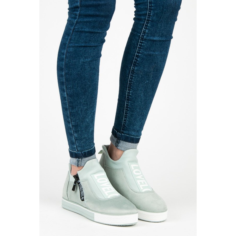 Ideal Shoes Tenisi verzi din piele intoarsa verde 1