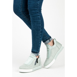 Ideal Shoes Tenisi verzi din piele intoarsa verde 2