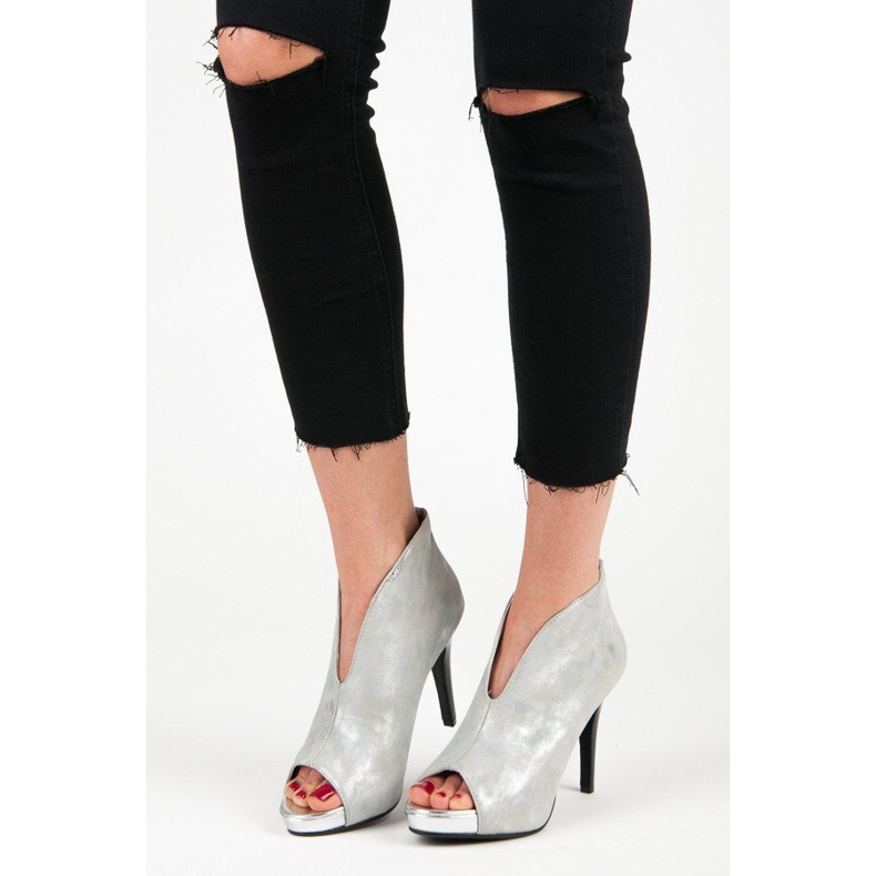 Vinceza Cizme cu vârf deschis gri 1