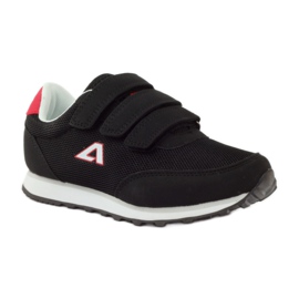 American Club Pantofi sport adidasi americani negri cu velcro roșu negru 1