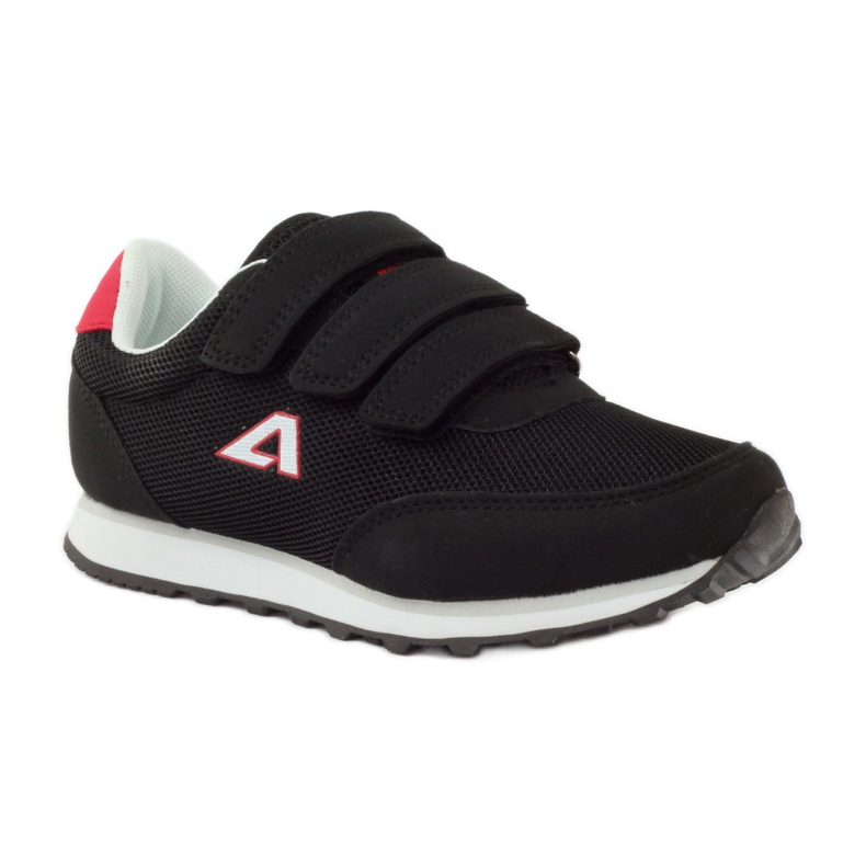American Club Pantofi sport adidasi americani negri cu velcro roșu negru 1
