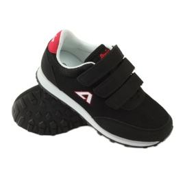 American Club Pantofi sport adidasi americani negri cu velcro roșu negru 3