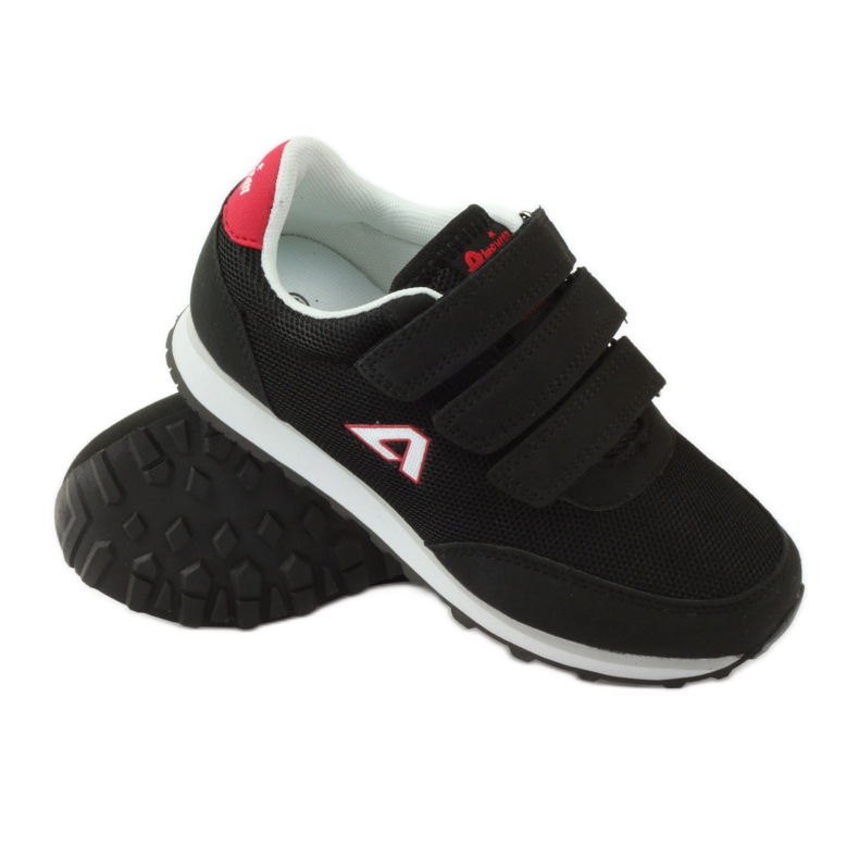 American Club Pantofi sport adidasi americani negri cu velcro roșu negru 3