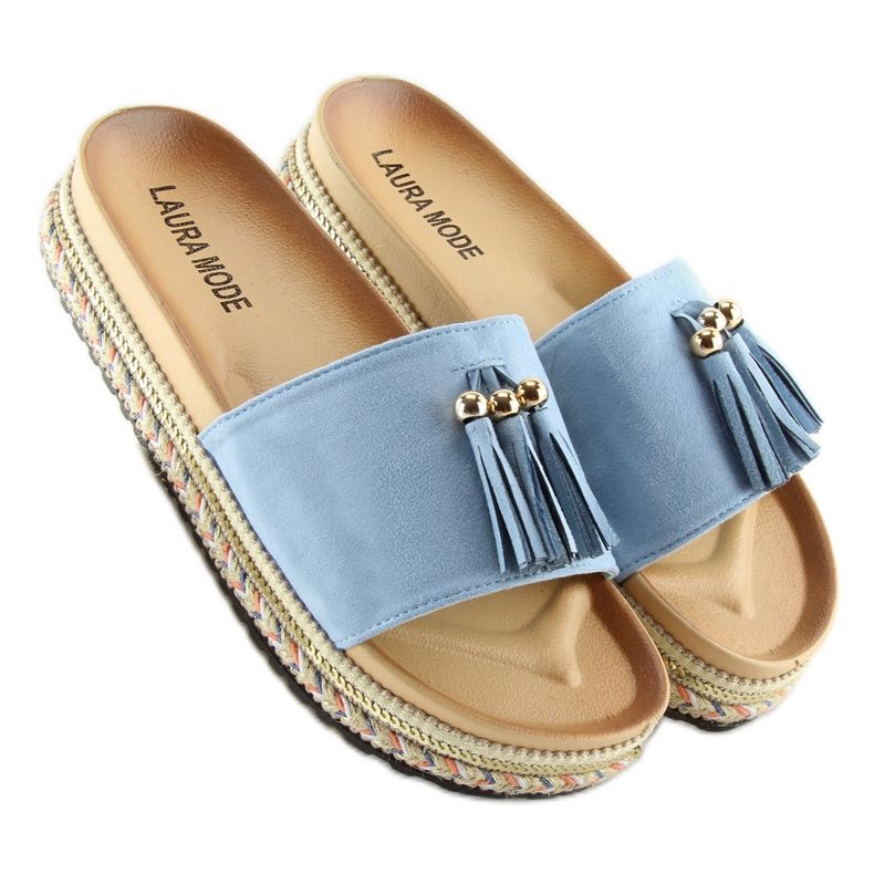 Papuci albastri dama LS-93 LT.BLUE albastru 2