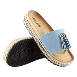 Papuci albastri dama LS-93 LT.BLUE albastru 4