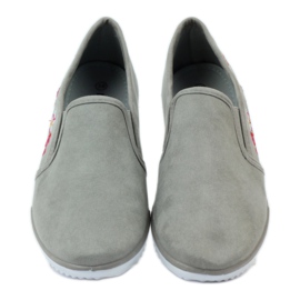 Tenisi Mckey 180 florali din piele intoarsa gri 4