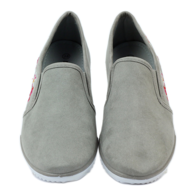 Tenisi Mckey 180 florali din piele intoarsa gri 4