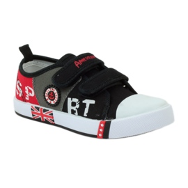 American Club Tenisi americani pentru copii adidasi din piele roșu gri negru 1