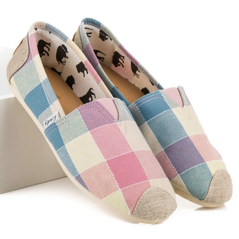 L. Day Espadrile confortabile în carouri multicolor 1