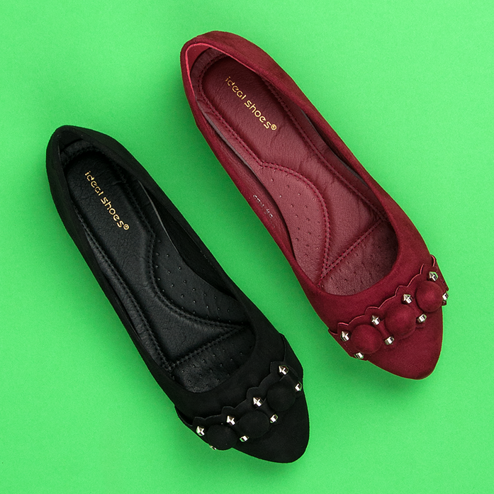 Ideal Shoes Balerini eleganti maro roșu 1