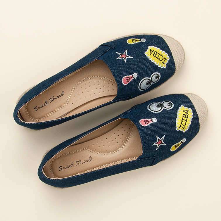 Sweet Shoes Espadrile din denim cu petice albastru marin 1
