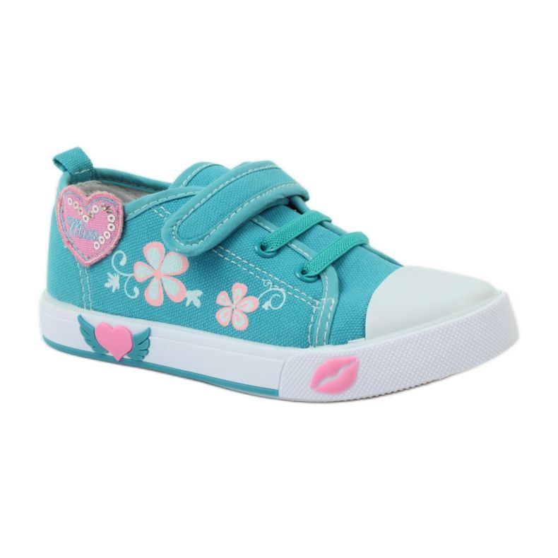 American Club Adidași cu inimă americană cu branț din piele verde albastru 1