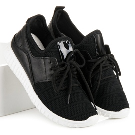 Tenisi negri cu slip-on negru 1