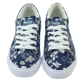 American Club Tenisi americani din denim cu sclipici albastru marin 4