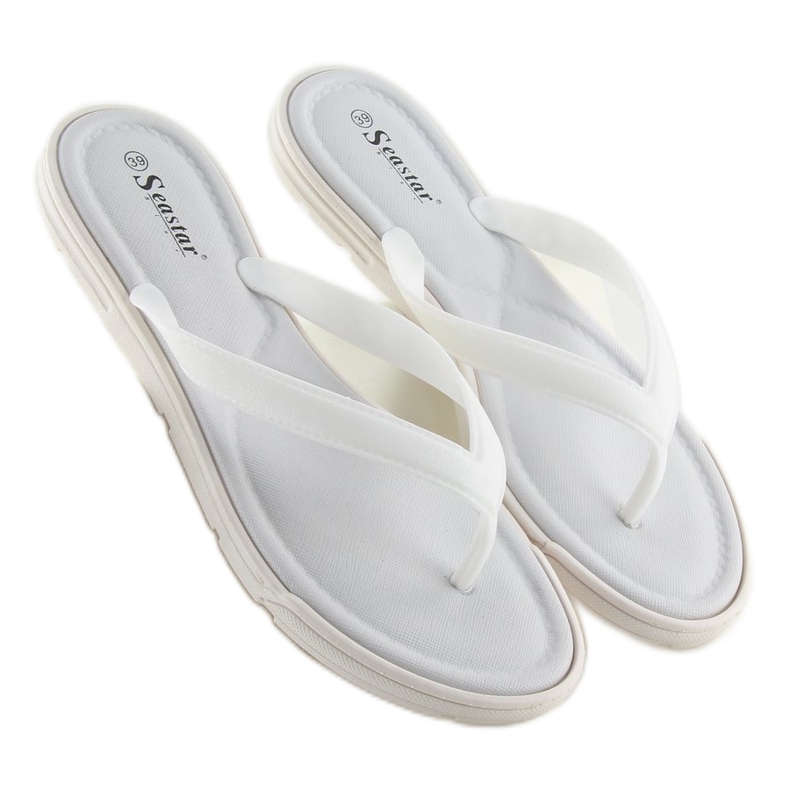Flip-flops albi pentru femei CK41P White 2