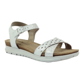 Sandale piele Inblu 038 inserție argintie gri 1