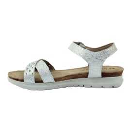 Sandale piele Inblu 038 inserție argintie gri 2