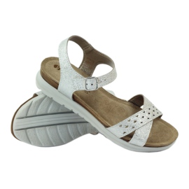 Sandale piele Inblu 038 inserție argintie gri 3