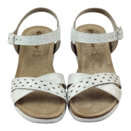 Sandale piele Inblu 038 inserție argintie gri 4