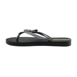 Flip-flops cu sclipici cu fundita Ipanema gri negru 3
