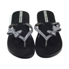Flip-flops cu sclipici cu fundita Ipanema gri negru 5