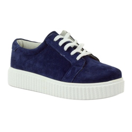 Încălțăminte din piele Creepers Filippo 036 albastru marin 1