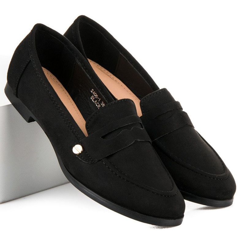 Sweet Shoes Mocasini negri cu slip-on negru 2