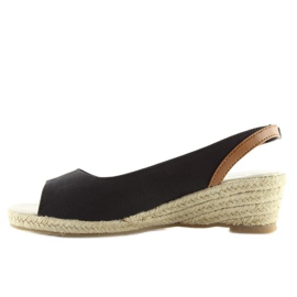 Espadrile negre pe toc mic tip pană negru 1