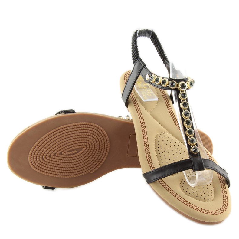 Sandale negre cu zirconiu cubic AS10875 Negru 1