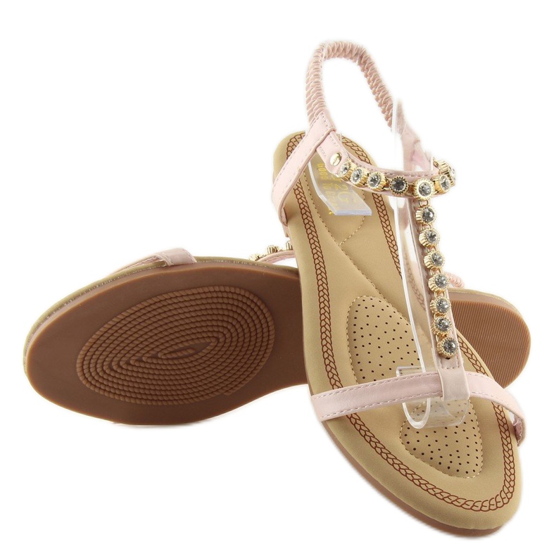Sandale cu zirconiu cubic roz AS10875 Roz 1