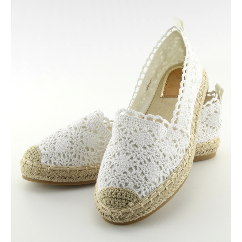 Espadrile din dantela alba BB11 alb 1