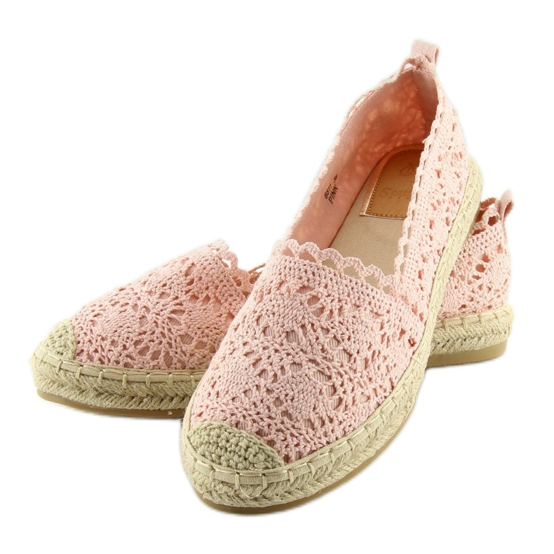 Espadrile din dantela roz BB11 Pink 2