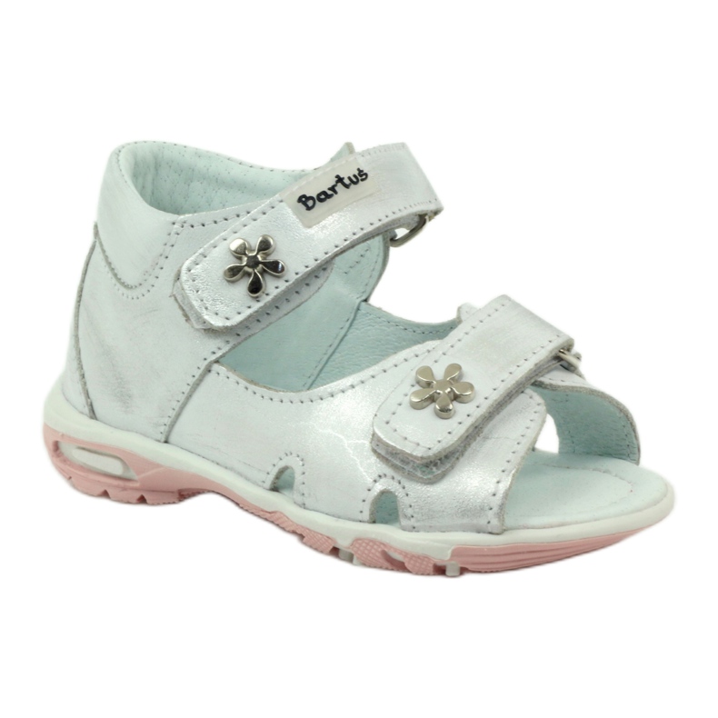 Sandale de fete flexibile Bartuś pentru velcro-metalic argintiu 1