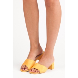 Renda Sandale din piele intoarsa cu toc inalt galben 1