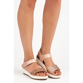 Sandale elegante vinceza cu velcro roz 1