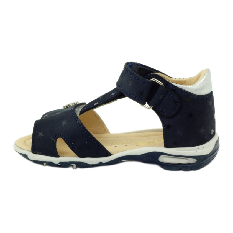 Sandale din piele pentru Velcro 138 Navy Blue/Silver Bartuś albastru 2