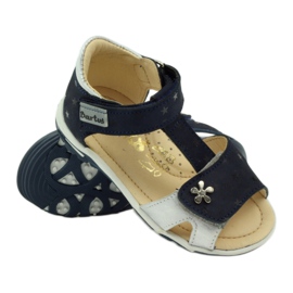 Sandale din piele pentru Velcro 138 Navy Blue/Silver Bartuś albastru 3