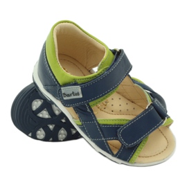 Sandale pentru băieți din piele pentru Velcro 137 Navy/Verde Bartuś albastru 3