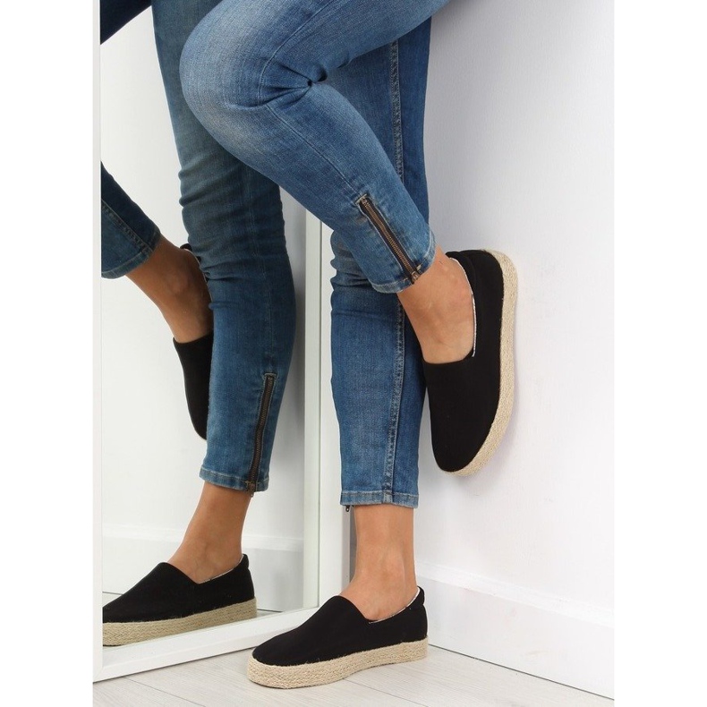 Espadrile negre slip-on k1833801 negro negru 2