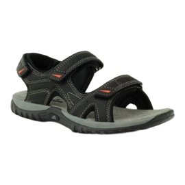 American Club Sandale cu inserție din piele americană 6201 negru 1