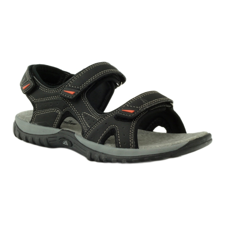 American Club Sandale cu inserție din piele americană 6201 negru 1